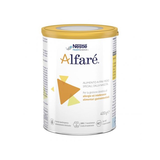 Barattolo da 400 grammi di Alfaré, latte per bambini con allergia al latte vaccino o patologie acute. Barattolo da 400 grammi di Alfaré, latte per bambini con allergia al latte vaccino o patologie acute.