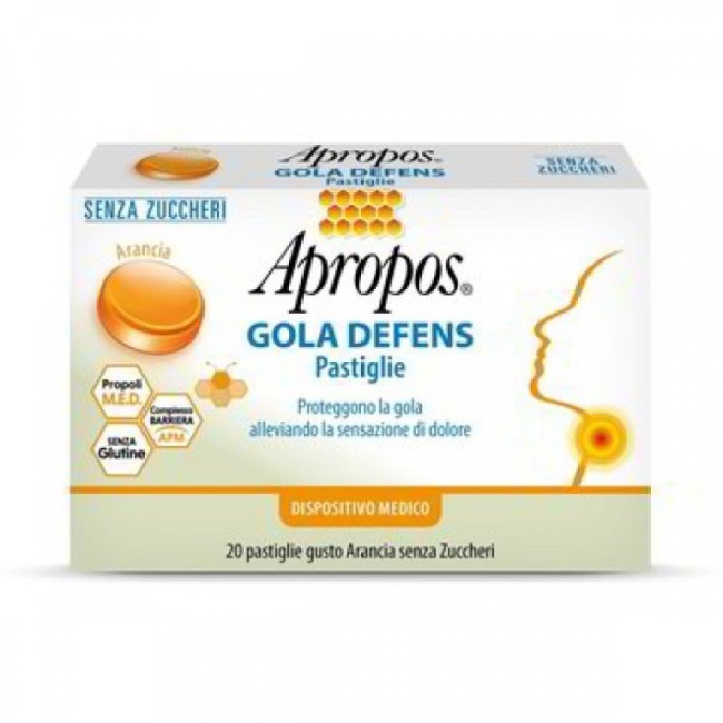 APROPOS GOLA DEFENS PRO 20 PASTIGLIE ARANCIA SENZA ZUCCHERO APROPOS GOLA DEFENS PRO 20 PASTIGLIE ARANCIA SENZA ZUCCHERO