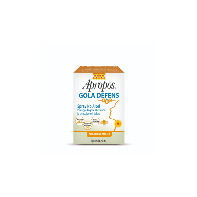 Flacone da 20o Ml di Apropos Gola Defens Pro spray a base di propoli senza alcol per il mal di gola. Flacone da 20o Ml di Apropos Gola Defens Pro spray a base di propoli senza alcol per il mal di gola.