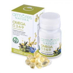 Confezione da 30 softgel di Armores Omega 3-6-9, integratore per vista e funzioni cognitive.