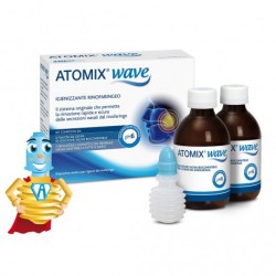 Atomix Wave Dispositivo Per Igiene Rinofaringea Atomix Soluzione Salina 4 Flaconi Da 250 Ml