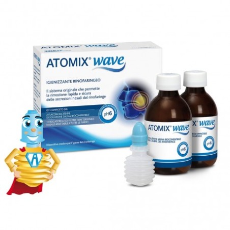 Atomix Wave Dispositivo Per Igiene Rinofaringea Atomix Soluzione Salina 4 Flaconi Da 250 Ml Atomix Wave Dispositivo Per Igiene Rinofaringea Atomix Soluzione Salina 4 Flaconi Da 250 Ml