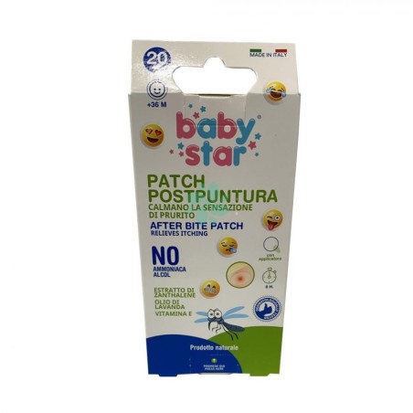 Confezione da 20 pezzi di Baby Star Patch, cerotto post-puntura di insetto per bambini. Confezione da 20 pezzi di Baby Star Patch, cerotto post-puntura di insetto per bambini.