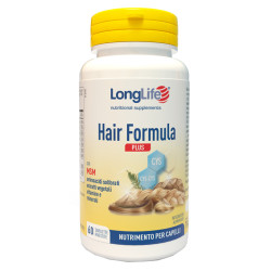Flacone da 60 tavolette di LongLife Hair Formula Plus, integratore per capelli sani e forti.