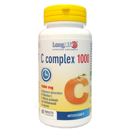 Confezione da 60 tavolette di Longlife C complex 1000 integratore a rilascio prolungato di vitamina C