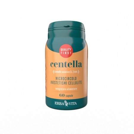 Confezione da 60 capsule di Erba Vita Centella, integratore per inestetismi della cellulite e microcircolo. Confezione da 60 capsule di Erba Vita Centella, integratore per inestetismi della cellulite e microcircolo.