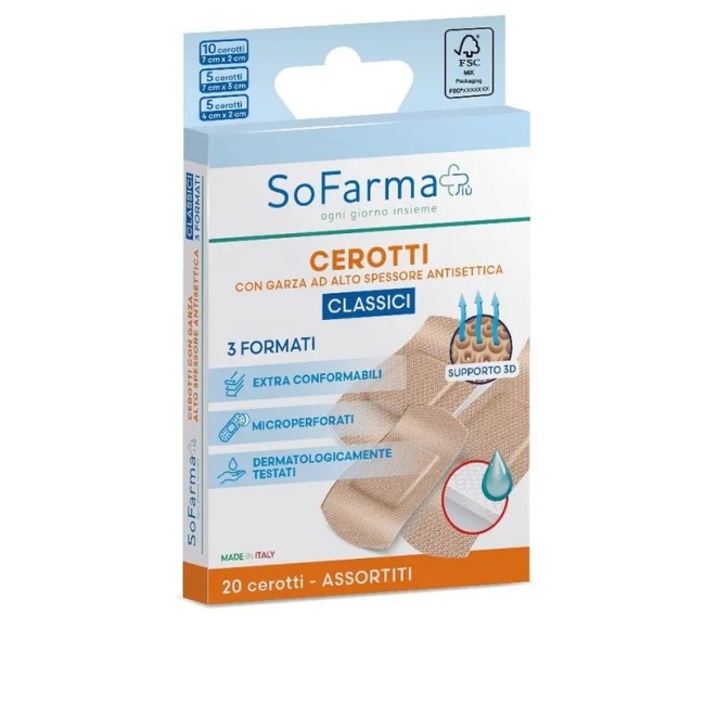 Sofarmapiù Cerotto Classico Formati Assortiti 20 Pezzi Sofarmapiù Cerotto Classico Formati Assortiti 20 Pezzi