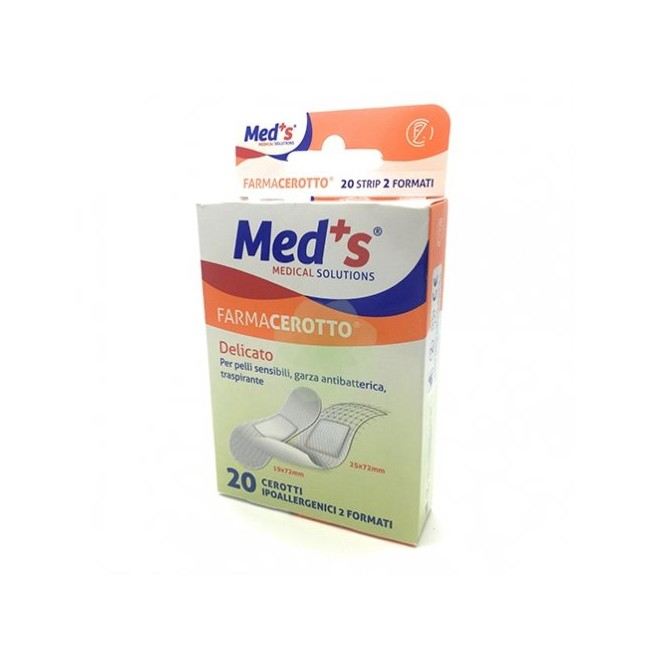 Cerotto Meds Strip Delicato Tessuto Non Tessuto 2 Formati 20 Pezzi Cerotto Meds Strip Delicato Tessuto Non Tessuto 2 Formati 20 Pezzi