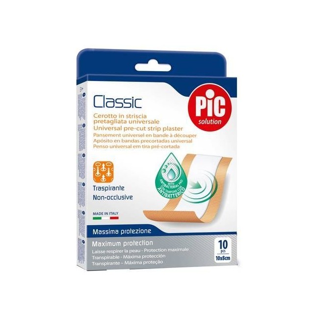 CEROTTO PIC CLASSIC STRISCIA 10X8 CM ANTIBATTERICO 10 PEZZI CEROTTO PIC CLASSIC STRISCIA 10X8 CM ANTIBATTERICO 10 PEZZI