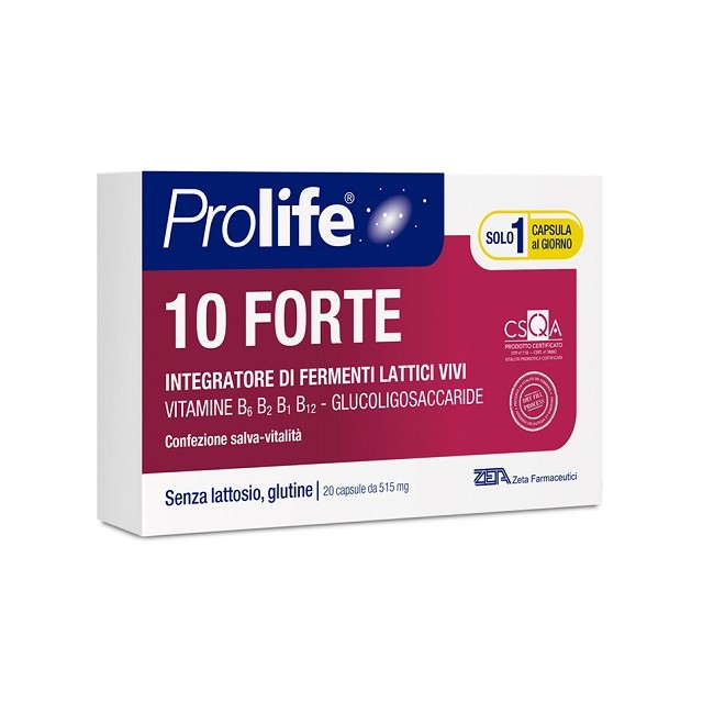 Confezione da 20 capsule di Prolife 10 forte integratore di fermenti lattici per il benessere intestinale Confezione da 20 capsule di Prolife 10 forte integratore di fermenti lattici per il benessere intestinale