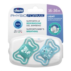 Chicco Succhietto Light Azzurro Silicone 16-36m 2 Pezzi