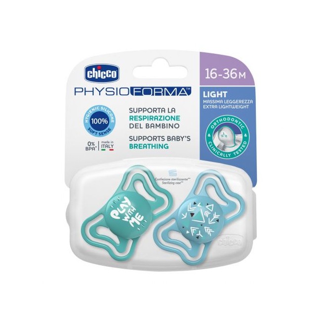 CHICCO SUCCHIETTO LIGHT AZZURRO SILICONE 16-36M 2 PEZZI CHICCO SUCCHIETTO LIGHT AZZURRO SILICONE 16-36M 2 PEZZI