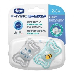 Chicco Succhietto Light Azzurro Silicone 2-6m 2 Pezzi