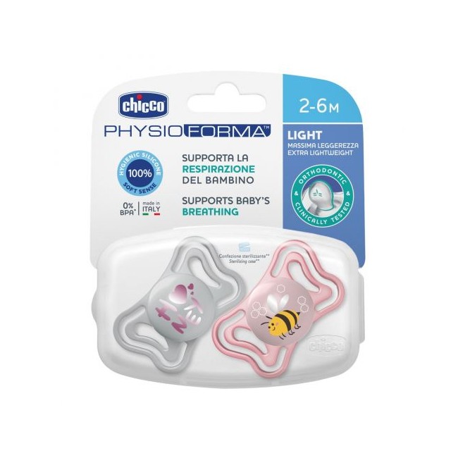 Chicco Succhietto Light Rosa Silicone 2-6m 2 Pezzi Chicco Succhietto Light Rosa Silicone 2-6m 2 Pezzi