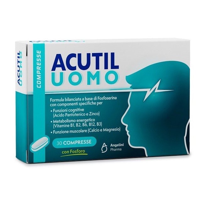 Confezione da 30 compresse di Acutil Uomo Integratore per le funzioni cognitive.