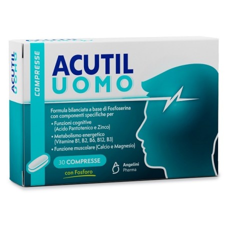Confezione da 30 compresse di Acutil Uomo Integratore per le funzioni cognitive.