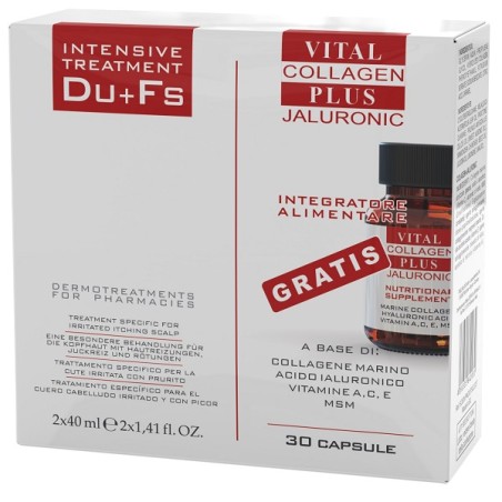 Cofanetto di Vital Plus contenente 1 Flacone DU+ 1 Flacone FS+ 1 Flacone integratore Collagene e Acido Ialuronico Cofanetto di Vital Plus contenente 1 Flacone DU+ 1 Flacone FS+ 1 Flacone integratore Collagene e Acido Ialuronico