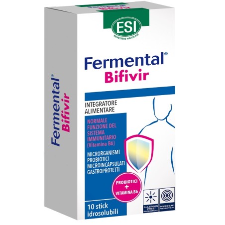Confezione da 10 stick di ESI Fremental Bifivir, integratore probiotico per l'equilibrio della flora intestinale.