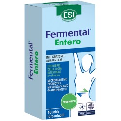 Confezione da 10 stick idrosolubili di Esi Fermental Enetero, integratore per l'equilibrio intestinale.