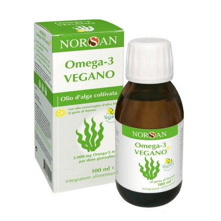 Flacone da 100 ml di Norsan Omega 3 Vegano Integratore Di Acidi Grassi Insaturi Aroma Limone. Flacone da 100 ml di Norsan Omega 3 Vegano Integratore Di Acidi Grassi Insaturi Aroma Limone.