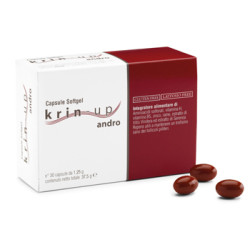 Confezione da 30 capsule di Krin Up Andro, integratore per contrastare l'alopecia.