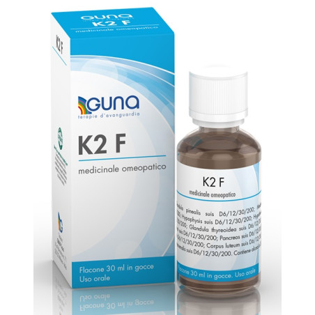 Flacone da 30 ml di Guna K2 F Medicinale Omeopatico Per Tiroide Ovaie Utero Gocce. Flacone da 30 ml di Guna K2 F Medicinale Omeopatico Per Tiroide Ovaie Utero Gocce.