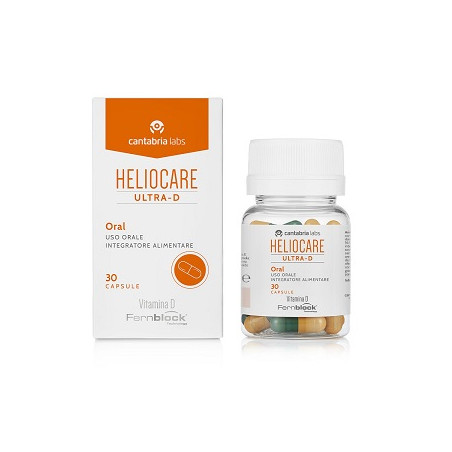 Confezione da 30 capsule di Heliocare Ultra-D Oral, integratore antiossidante per proteggere la pelle dal sole.