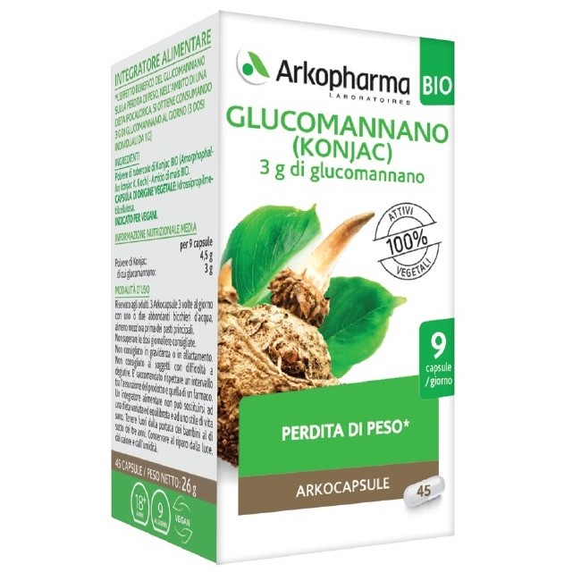 Arkopharma Glucomannano Arkocapsule Integratore Alimentare 45 Capsule Arkopharma Glucomannano Arkocapsule Integratore Alimentare 45 Capsule