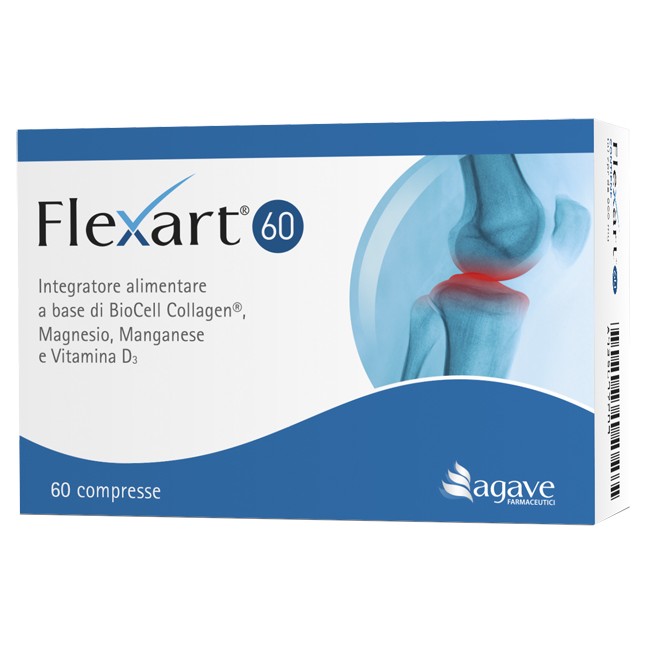 Confezione da 60 compresse di Flexart 60 integratore per il benessere di articolazioni, muscoli e ossa Confezione da 60 compresse di Flexart 60 integratore per il benessere di articolazioni, muscoli e ossa