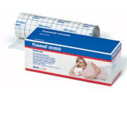 FASCIA AUTOADESIVA IPOALLERGENICA FISSAGGIO CATETERI FIXOMULL STRETCH. SUPPORTO IN POLIESTERE NON TESSUTO BIANCO, MASSA IN POLIC