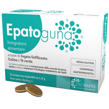 Confezione da 32 compresse di Guna Epatoguna, integratore per la salute del fegato.