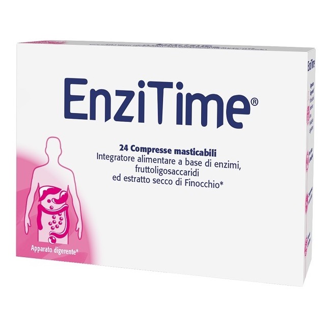 Confezione da 24 compresse masticabili di Pegaso Enzitime integratore per favorire la digestione. Confezione da 24 compresse masticabili di Pegaso Enzitime integratore per favorire la digestione.