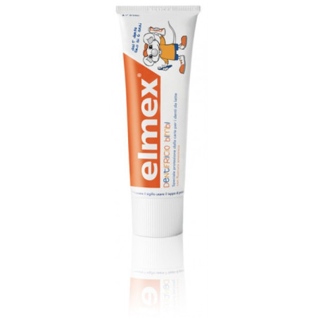 Tubo da 50 ml di Elmex Dentifricio Bimbi, dentifricio speciale per la protezione dei denti da latte. Tubo da 50 ml di Elmex Dentifricio Bimbi, dentifricio speciale per la protezione dei denti da latte.
