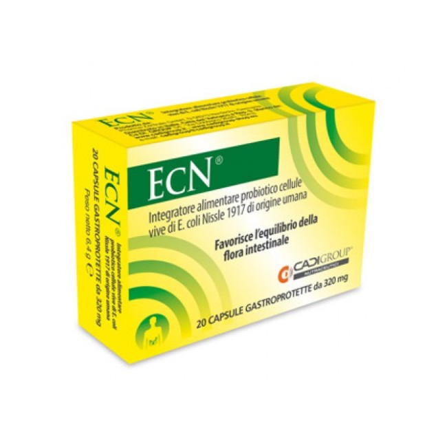 Confezione da capsule gastroprotette di ECN, integratore per l'equilibrio della flora intestinale. Confezione da capsule gastroprotette di ECN, integratore per l'equilibrio della flora intestinale.