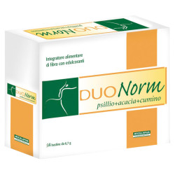 Confezione da 14 buste di Duonorm integratore per la regolarità intestinale.