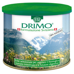 Barattolo da 100 grammi di Esi Drimo Miscela Erbe, integratore contro stitichezza e intestino pigro.