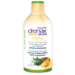 Flacone da 500 ml di Drenax Forte Ananas, integratore per il gonfiore da ritenzione idrica.