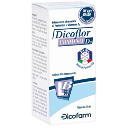 Flacone da 8 ml di Dicoflor Immuno D3, integratore per il sistema immunitario.