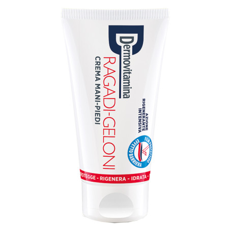 Tubetto da 75 ml di Dermovitamina Ragadi e Geloni Crema per il benessere di mani e piedi.
