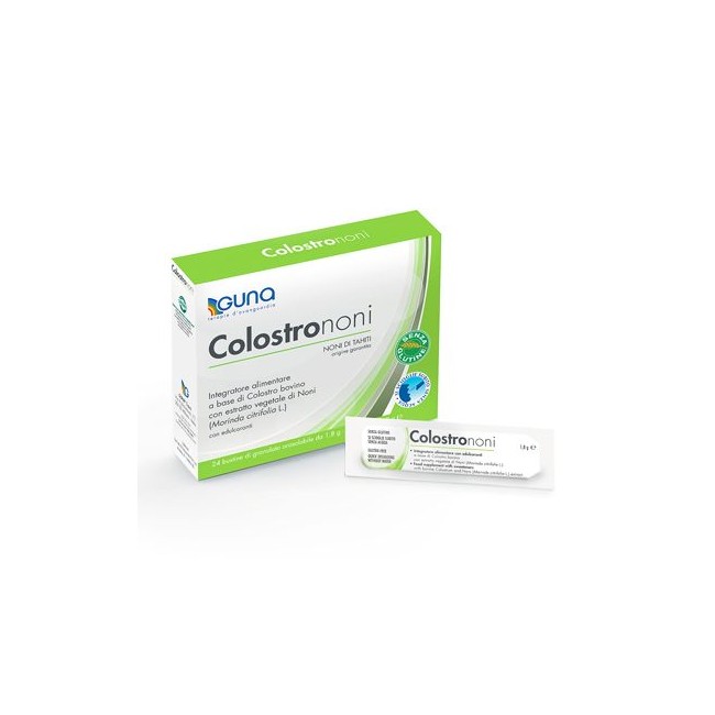 Confezione da 24 bustine orosolubili di Guna Colostrononi per il benessere dell'intestino Confezione da 24 bustine orosolubili di Guna Colostrononi per il benessere dell'intestino