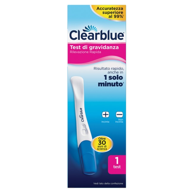 TEST DI GRAVIDANZA CLEARBLUE RILEVAZIONE RAPIDA 1 PEZZO TEST DI GRAVIDANZA CLEARBLUE RILEVAZIONE RAPIDA 1 PEZZO