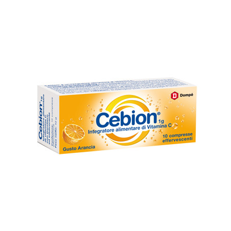 Confezione da 10 compresse effervescenti di cebion arancia integratore di vitamina C Confezione da 10 compresse effervescenti di cebion arancia integratore di vitamina C