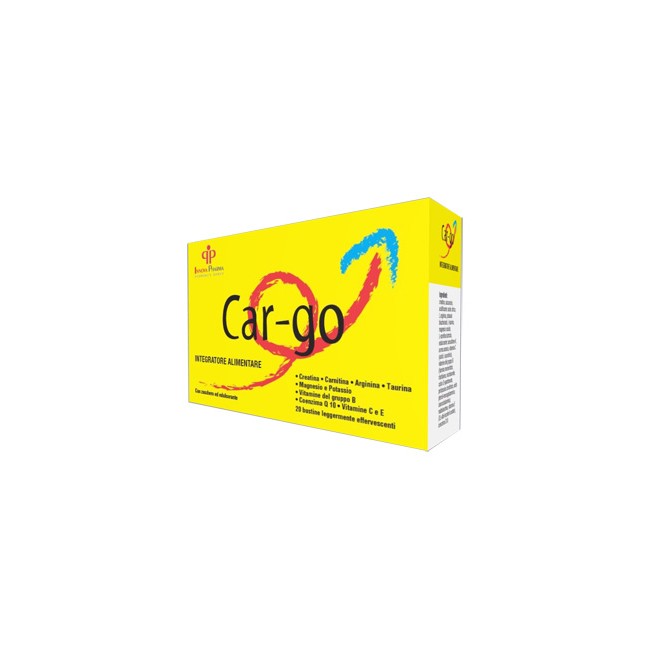 Confezione da 20 bustine di Car-Go, integratore energizzante, utile in caso di stanchezza ed affaticamento.