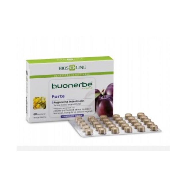 Confezione da 60 compresse di Buonerrbe Forte, integratore per l'equilibrio intestinale. Confezione da 60 compresse di Buonerrbe Forte, integratore per l'equilibrio intestinale.