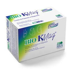 Confezione da 30 bustine di Bio KMag, integratore per energia ed equilibrio idrosalino.