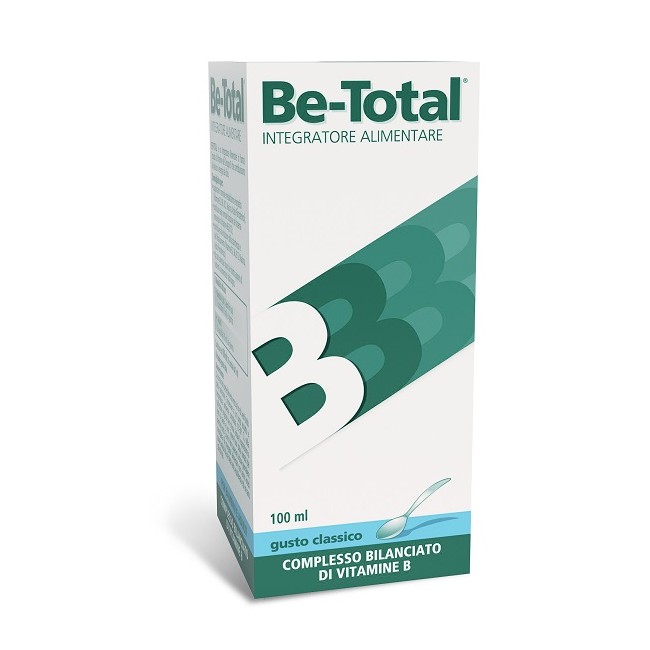 Flacone da 100 ml di BeTotal Sciroppo Classico Integratore Di Vitamine B Per Il Metabolismo Energetico.