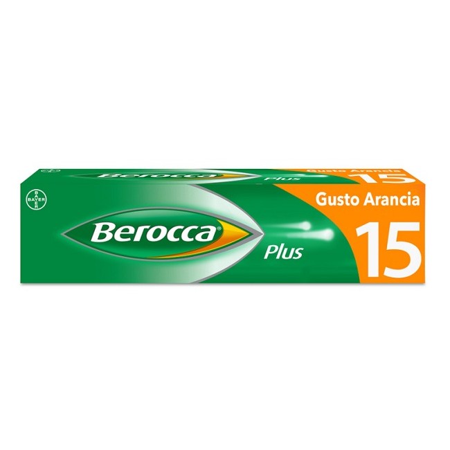 Confezione da 15 compresse di Berocca Plus, integratore multivitaminico con effetto energizzante. Confezione da 15 compresse di Berocca Plus, integratore multivitaminico con effetto energizzante.