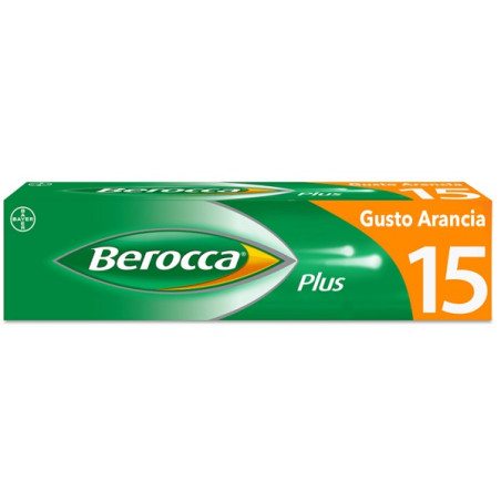 Confezione da 15 compresse di Berocca Plus, integratore multivitaminico con effetto energizzante.