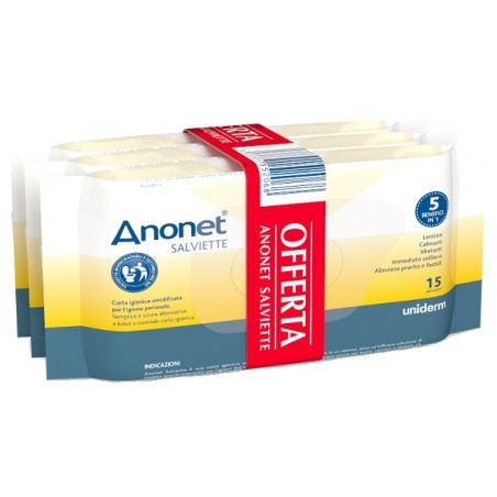 Uniderm Farmaceutici Anonet Salviette 3 Confezioni Da 15 Pezzi Uniderm Farmaceutici Anonet Salviette 3 Confezioni Da 15 Pezzi