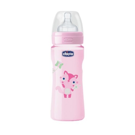 Chicco Biberon Well Being Colorato In Polipropilene Girl Da 330 Ml Fast Silicone